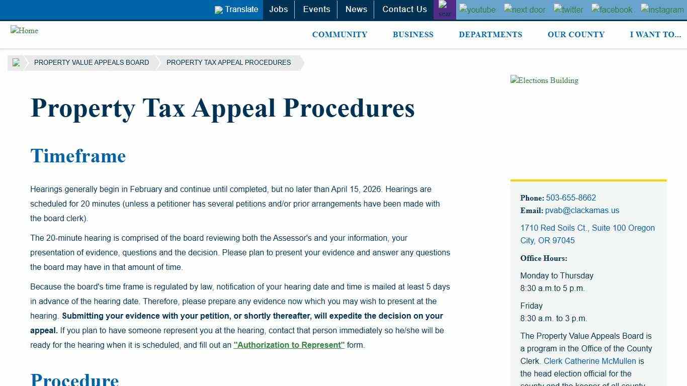 Property Tax Appeal Procedures Clackamas County